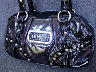 GUESS Network BLACK PATENT Handbag purse box bag NEW  