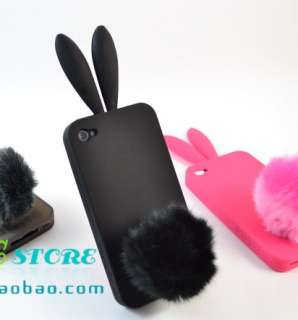 iphone 4 ♥ Cute Rabbit Bunny Ears Tail Silicone Case  
