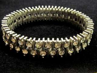Silver Tone sparkling Clear Rhinestone Stretch Bracelet*1/2 wide 