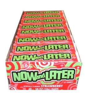 Now and Later Strawberry Flavored Candy Forty Eight 4 Piece Bars 