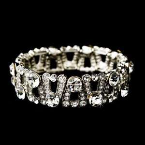    Silver Austrian Crystal Rhinestone Stretch Bracelet Jewelry