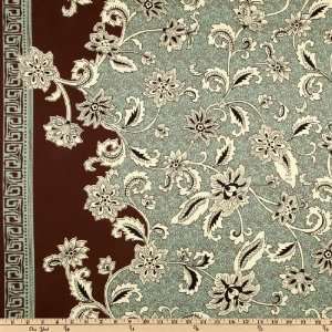  54 Wide Stretch Cotton Sateen Floral Brown/Aqua Fabric 
