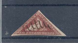 Cape of Good Hope # 12 USED   3 Margin/2 Large 1p Dk Carmine Triangle 