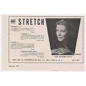  1953 Pianist Mary Stretch photo Booking Print Ad (Music 
