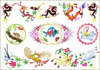 Chinese Folk Art machine embroidery designs set 4x4  