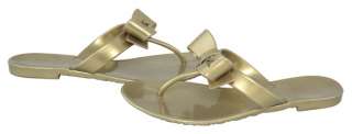 Coach Pretty Metallic Jelly Thong Bow Sandals Bronze Shoes 6 New 