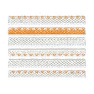   Glitter White & Orange Heart/Dot Lace Trim Strip Nail Stickers/Decals