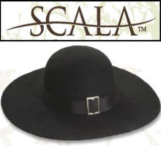 NEW Scala Hats QUAKER Amish Pilgrim Black Hat QUALITY Wool Felt Silver 