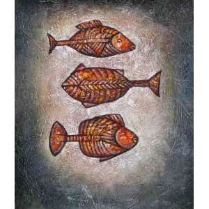  Prehistoric Fish Oil Painting on Canvas Hand Made Replica 