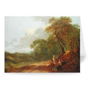 Wooded Landscape with a Man Talking to Two   Greeting Card (Pack of 