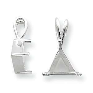    Sterling Silver Triangle 4.0mm Fixed Bail Pendant Setting Jewelry