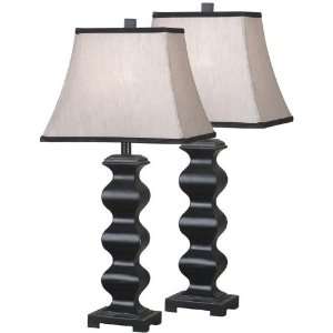 Steppe Table Lamps   2 Pack 30hx14d Black/Silver