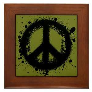  Framed Tile Peace Symbol Ink Blot 