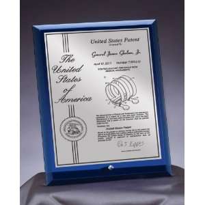  Sapphire Contemporary Blue Glass Patent Plaque with 