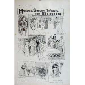  1905 Cartoon Horse Show Dublin Hastings Regatta Boat