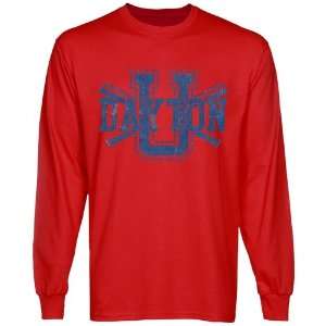  Dayton Flyers Crossed Sticks Long Sleeve T Shirt   Red 