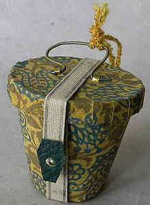   German Dresden Ornament miniature paper hatbox candy box container