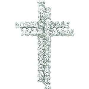    Sterling Silver Cubic Zirconia Cross Slide Pendant Jewelry