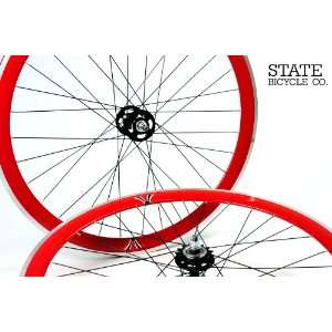  State Bicycle Co.   Red Fixed Gear DEEP PROFILE Wheel Set 