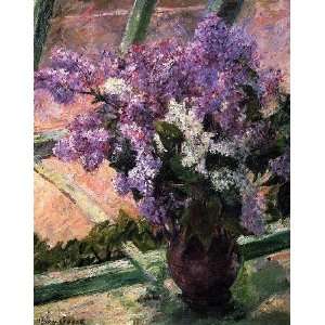   painting name Lilacs in a Window, By Cassatt Mary 
