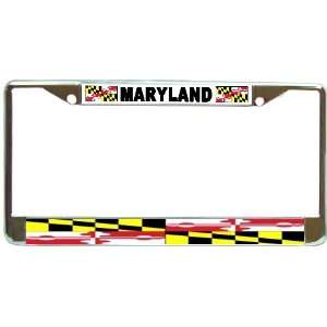  Maryland Md State Flag Chrome Metal License Plate Frame 