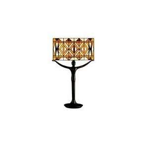  Charcoal with Gold Accents Tiffany Table Lamp 60260