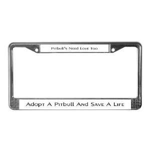  Adopt A Pitbull Pets License Plate Frame by  