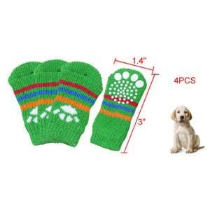  Como Puppy Paw Pattern Striped Green Elastic Nonslip Socks 