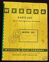 Wysong 1010 RD Power Squaring Shear Parts List  