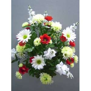  Daisy/Poppy/Cornflower/ Delphinium Bush x24 White Red 