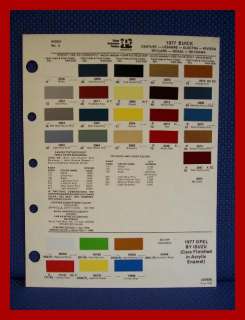 1977 BUICK Auto Paint Chip Colors Sheet   PPG Ditzler  