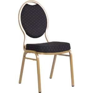 Black Dot Pattern Fabric Stack Chair with All Gold Teardrop Frame [RT 