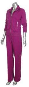   Cotton Blend Zip Jacket & Cargo Pant Track Suit Set Pink L  