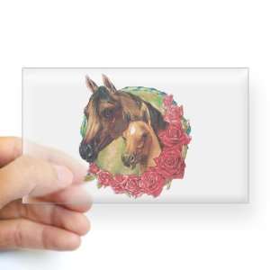  Sticker Clear (Rectangle) Horse And Roses 