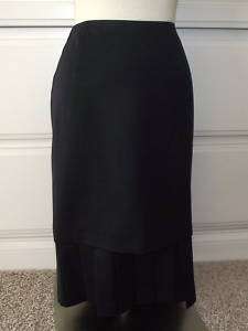 Carlisle NWT $260 Navy Blue Wool Straight Pleated Skirt  