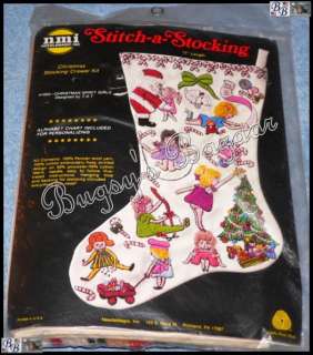 CHRISTMAS SPIRIT   GIRLS Crewel Stitchery Stocking Kit  
