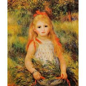  Oil Painting Little Girl with a Spray of Flowers Pierre 