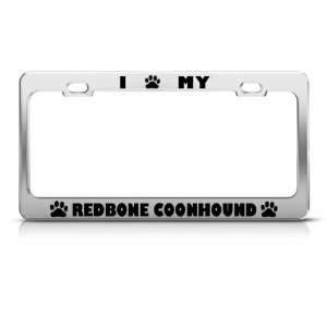 Redbone Coonhound Dog Dogs Chrome Metal License Plate Frame Tag Holder