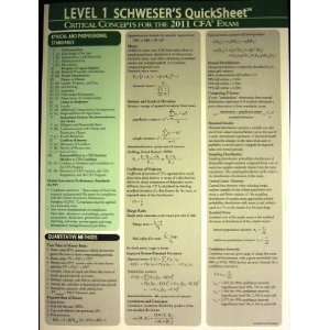  2011 CFA Level 1 Schwesers Quick Sheet 