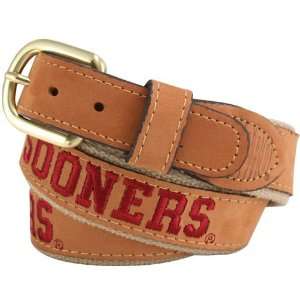   Oklahoma Sooners Brown Leather Team Logo Belt (32)