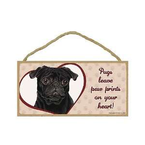  Pug (Black)   leave paw prints on your heart Door Sign 5 