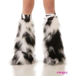  Luminous Furry Leg Warmers with Zebra Kneebands   Rave 