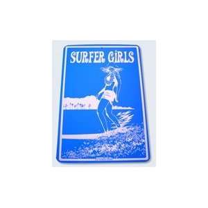  Seaweed Surf Co Surfer Girls Blue Aluminum Sign 18x12 