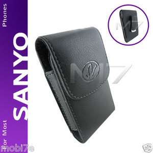 BLACK PREMIUM LEATHER POUCH CASE for SANYO & ERICSSON PHONES COVER w 