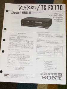Sony TC FX170/FX211 Cassette Deck Service Manual  