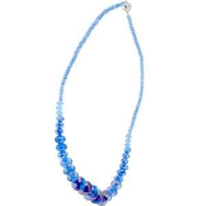 AB Blue Rondell Bead Necklace   20 Necklace   5 16mm   Magnetic Clasp