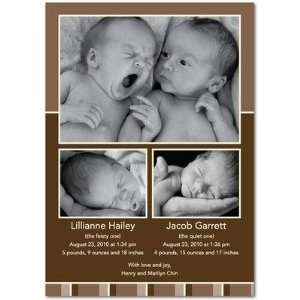  Twins Birth Announcements   Twin Stripes Chocolate By 