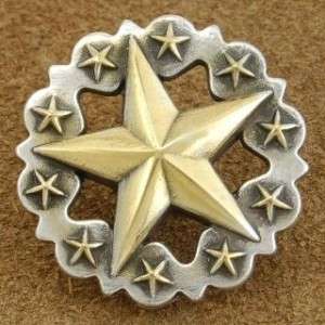Large Texas Ranger Silver and Gold Star Concho 1 1/4  