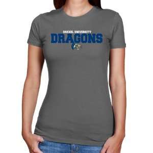  Drexel Dragons Ladies Charcoal University Name Slim Fit T 