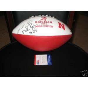 Mike Rozier Autographed Football   Nebraska heisman Psa dna 
